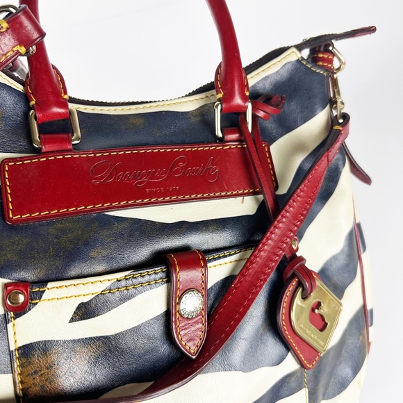 Dooney & Bourke Zebra Print Red Leather Hobo Western Satchel Crossbody Bag Purse - Picture 13 of 16
